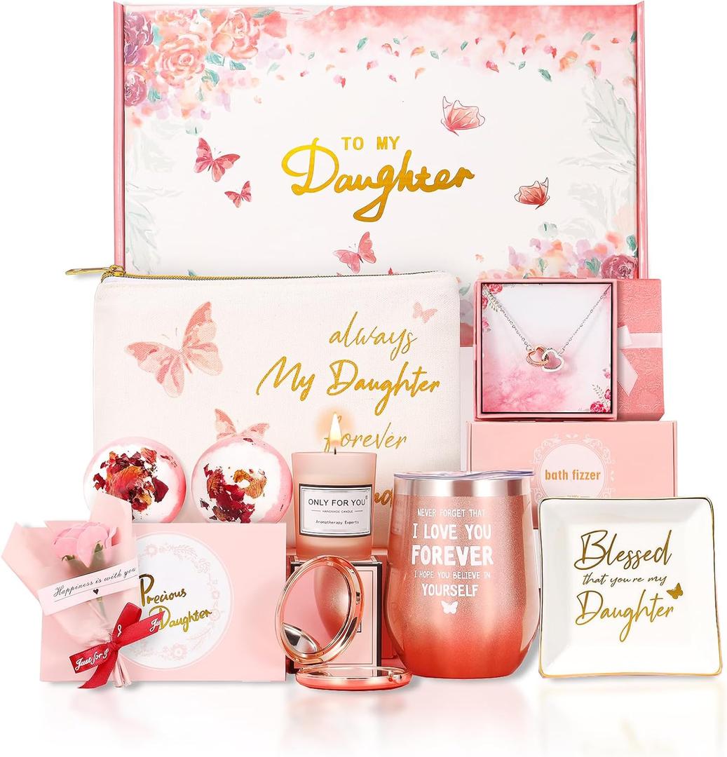 Gift Box for Daughters - Birthday SPA Gift Basket for Grown Adult Women and Girls from Mom Dad - Heartfelt Gift Sets for Graduation, Congratulations, Christmas, Holidays, Thank You