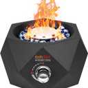 Onlyfire Tabletop Fire Pit Bottom-Mounted, 14" Portable Propane Gas Fire Bowl with Glass Stones for Table with Umbrella Hole, Table Fireplace for Outdoor Patio Camping Bonfire, FP003
