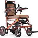 Electric Wheelchairs for Adults Foldable Lightweight at Only 35lbs, 500W Dual Motors Motorized Wheelchairs for Seniors, All Terrain Travel Powered Wheel Chairs, Support 250 lbs, Brown