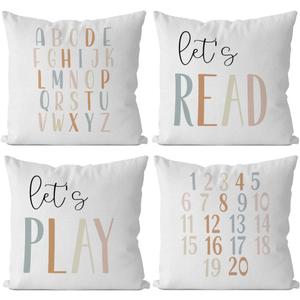 IWXYI Classroom Pillow Covers Set - Classroom Pillows Cases for Kids Reading Corner 18x18, Set of 4, Play Room Decor for Kids, Kids Room Decor