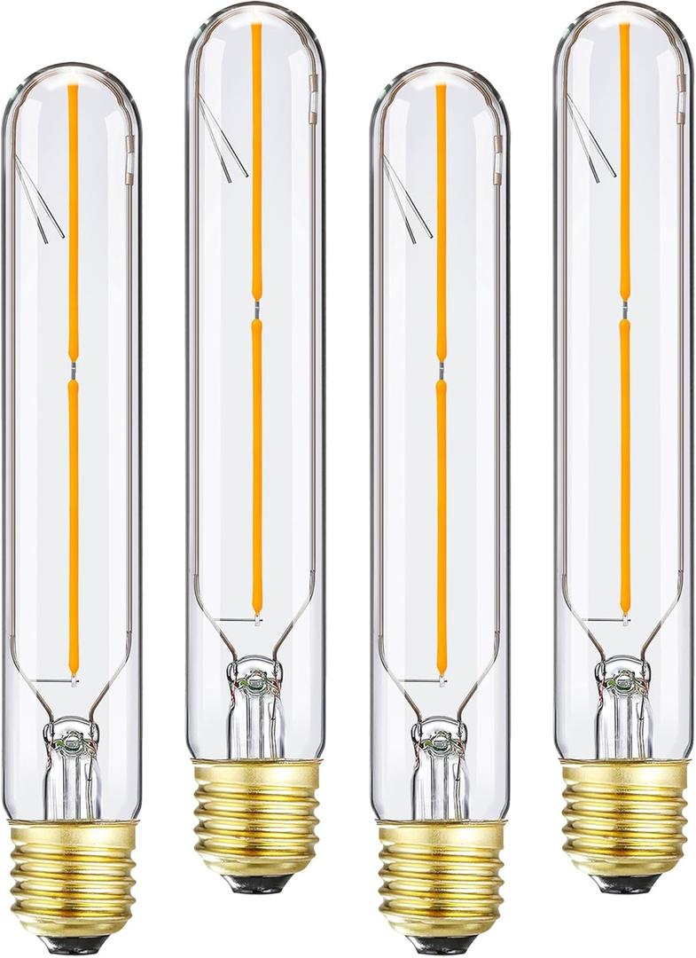 Tubular E26 LED Bulb 4W Equal 40 Watt Warm White 2700K E26 Edison AC120V 400lm Tube T9 T10 LED Light Bulb for Rustic Pendant,Chandeliers,Wall sconces 4Pack (4w=40w 2700k Warm White)