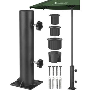 Patio Umbrella Stand Base - Reinforced Heavy Duty Outdoor Umbrella Holder and Clamp on Decks, Deck Umbrella Mount in Patio and Courtyard (Enhanced)