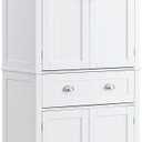 VEVOR 72" Tall Storage Cabinet with Doors, Drawer, 3 Adjustable Shelves, Utility Pantry for Kitchen, Living Room, Dining, Laundry, Pearl White