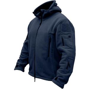 ReFire Gear - Chamarra de velln con capucha para hombre - Clida chaqueta militar, tctica y deportiva (Azul marino oscuro) XXL