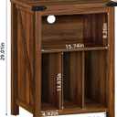 Joaxswe Record Player Stand with Vinyl Record Storage,Rustic Brown Record Player Table Holds up to 160 Albums,Large Wood Turntable Stand Cabinet Dispaly Shelf for Living Room,Bedroom,Office
