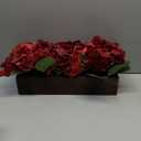 Spring Pre-Made Flower Table Centerpiece, Artificial Hydrangea Arrangements Centerpieces Fake Flowers Decor Wood Tray Faux Flower Wedding Room Kitchen Farmhouse Indoor Office Party(Burgundy)