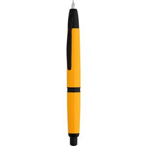 Majohn A1 Press Fountain Pen Fine Nib with Box, Retractable Orange Metal Ink Pen with Converter Writing Set (Black Clip Version)