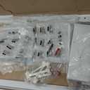 Seventable Computer Desk with Power Outlets & LED Light, 39 inch Home Office Desk with 5 Drawers, Writing Desk with Monitor Stand, Work Desk for Home Office, White