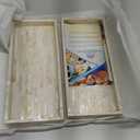 PEMAR Set of 2 Mother of Pearl Vanity Tray for Bathroom Counter, 11" Wooden Organisation Valet Tray for Perfume Makeup Bedroom Dresser Kitchen Sink Countertop Organizer, Toilet Tank (White Tiles)