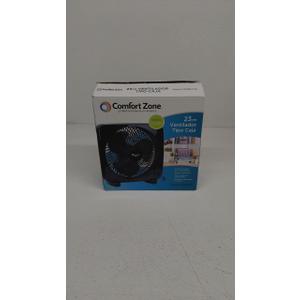 Comfort Zone Box Fan, 9 inch Portable Desk fan, Quiet 3 Speed Mini Fan for Bedroom, Electric Bedside Table Fan, Black