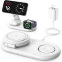 3 in 1 Charging Station for Apple Compatible with MagSafe Charger Stand,Foldable Fast Magnetic Travel Wireless Charger Dock for iPhone 17/16/15/14/13 Series,for Apple Watch,for AirPods (White)
