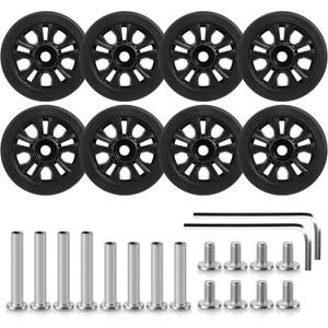 Zoofen 8 Pcs Luggage Replacement Wheels 55 x 12mm Double Suitcase Wheels Rubber Suitcase Replacement Casters(ZLN-Black)