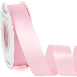 Ribbli Double Faced Light Pink Baby Pink Satin Ribbon,1 x Continuous 25 Yards,Use for Bows Bouquet,Gift Wrapping,Baby Shower,Floral Arrangement