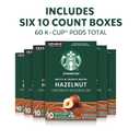 Starbucks K-Cup Coffee Pods, Flavored Hot or Iced Coffee, Hazelnut, 60 Keurig Pods (EXP 05/06/27)