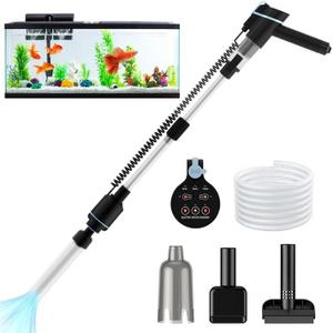 Aquarium Vacuum Gravel Cleaner,24W Electric Fish Tank Cleaning Tools,Multifunctional Fish Tank Gravel Cleaner Vacuum for Water Changer Wash Sand Circulation (Black)