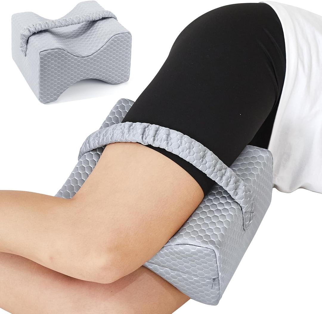 UJPFEO Knee Pillow for Side Sleepers, Leg Pillow for Sciatica, Back, HIPS, Knees, Joints Pain Relief,Pillows for Between Legs While Sleeping Spine Alignment Support & Relieves Pressure,Cooling Gray