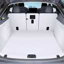 Tesla Model Y Trunk Mat 5-Seater Tesla Y 2026 Juniper Refresh Heavy Duty Trunk Liner Bright White Nappa Leather Full Coverage Trunk Mat+Backseat Protector+High Side Panels+Door Sill Protector(White)