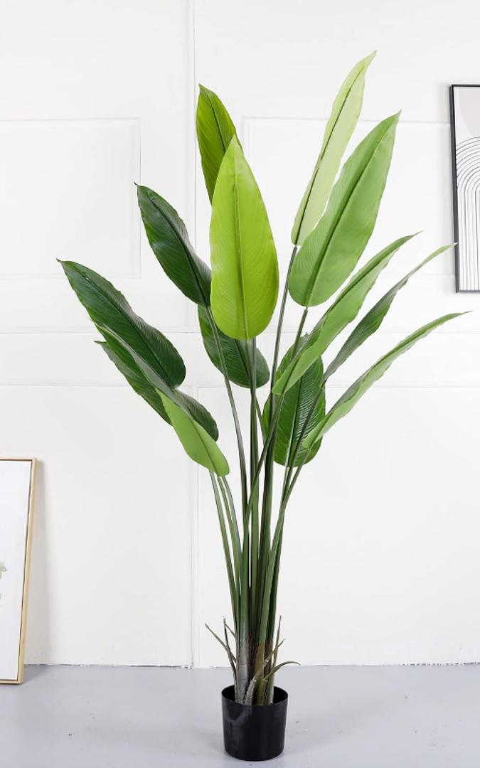 GeRRiT Artificial Plants and Flowers Artificial Green Plants Artificial Bird of Paradise Bonsai Artificial Cannabis Plant Bonsai New 1.8m 13-Leaf Bird of Paradise