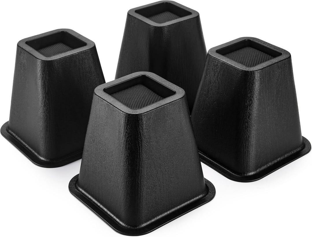 BTSD-home Bed Risers 6 Inch Furniture Risers for College Dorm Bed Sofa Table Couch Chair Bed Raisers Blocks 4 Pack Black