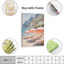 Vintage Pink Beach Umbrella Wall Art Posters Summer Beach Canvas Amalfi Coast Italy Landscape Minimalist Preppy Prints Painting For Home Bedroom Dorm Decor 8x12inch Framed (style-4)