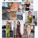 Popilush Womens Shapewear Maxi Dress Multi Way Wear Off The Shoulder Bodycon Long Cocktail Formal Dresses (Green, L)