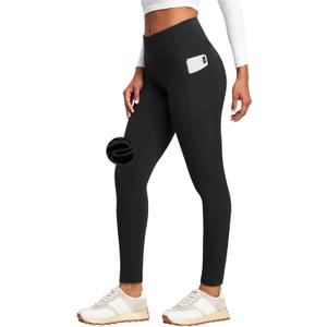 Heathyoga Fleece Lined Leggings with Pockets for Women Thermal Leggings Warm Leggings Women Winter High Waisted Yoga Pants (Black, XS)