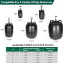 4 Inch Inflatable Pipe Plug Balloon Kit with Extension Hose,Safety Chain & Pump, Rubber Sewer Test Ball for Drain Blocking, Plumbing Pressure Testing/Leak Detection(Fits 3.8"-4.2" Pipes)
