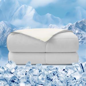 EMME Cooling Comforter Queen Size, Double Sided Cold Cooling Blanket for Hot Sleepers, Q-Max>0.45 Breathable Summer Quilt for Night Sweater Lightweight (Light Grey,90 x 90)