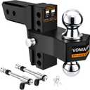 Adjustable Trailer Hitch-Drop Hitch Fits 2.5-Inch Receiver -6" Drop/Rise Tow Hitch with 2" and 2-5/16" Tow Balls-18,500GTW with Double Anti-Theft Pins Locks, Black