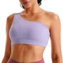One Shoulder Sports Bras for Women Low Impact Asymmetrical Workout Tops Padded Yoga Right Shoulder Strap Bra (S)