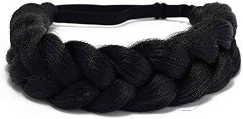 TOECWEGR Hair Braided Headband Classic Chunky Wide Thick Plaited Braids Elastic Stretch Syntheti Buckling Hairpiece Braid Headband