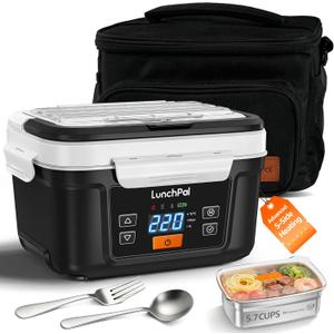 Advanced Cordless Electric Heated Lunch Box, 5.7-Cup Portable Rechargeable Food Warmer with 220 5-Side Heating, Smart Scheduled Heating & Keep Warm, Includes Insulated Bag, Design for Outdoor Work