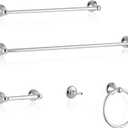 Chrome 5 Piece Bathroom Accessories Set Towel Rack Set Adjustable Expandable Bathroom Hardware kit Towel Bar for Bath Wall Mounted