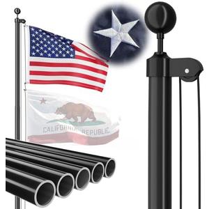 FFILY Heavy Duty Flag Pole, 25 FT 12 Gauge Extra Thick Aluminum Flagpole Kit for Outside House In Ground, 100MPH Wind Tested