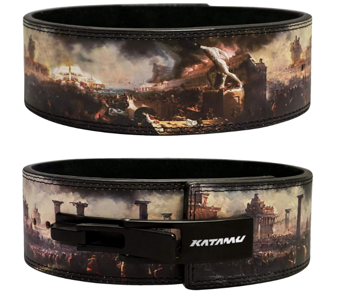 Katamu Premium Leather Lever Weightlifting Belt – Secure Steel Lever, Powerlifting Support for Deadlifts, Squats & Heavy Lifts