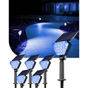 T-SUN Solar Lights Outdoor Waterproof IP65, 6Pack LED Solar Spot Lights Color Changing IP65 Waterproof Smart Auto On/Off for Outside Landscape Garden Yard Lawn Pathway Patio Driveway