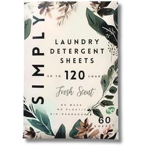 SIMPLY Laundry Detergent Sheets - UP TO 120+ Loads - Fresh Scent - 60 Detergent Sheets - Concentrated Liquidless Laundry Soap - No Plastic Jug -
