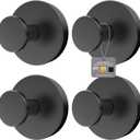 2 x Ninth Five Suction Cup Hooks for Shower, Bathroom Wall Door Hooks for Towels, Robes, Loofahs Hanging, Removable Suction Towel Hook for Tile Glass Mirror, No Drill(4 Pack, Black)