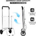 Shopping Carts Folding Cart Foldable Shop Truck Heavy Duty Hand Truck 35Ltr Foldable Shopping Grocery 2 Wheels Cart Steel Grocery Hard Wearing Easy Storage (2wheels)