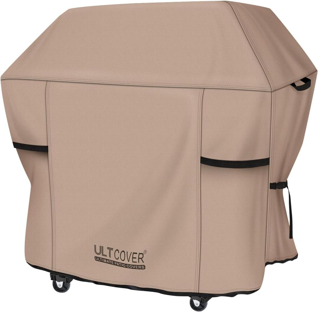 ULTCOVER Waterproof Grill Cover 55 inch, Heavy Duty BBQ Cover for 3-5 Burners Outdoor Gas Barbecue Grill (Brown)