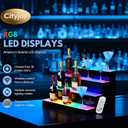 4-Tier LED Lighted Bottle Display Shelf, 23.6"x 15.8"x 12.6" Acrylic Bar Rack with Remote Control & Music Sync, Holds 24 Bottles, RGB 9 Colors for Home Bar, Pub, Party