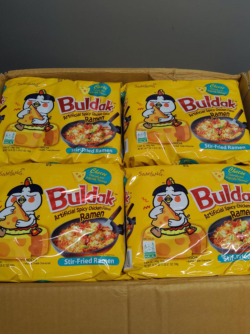 Samyang Buldak Spicy Ramen, Hot Chicken Ramen, Korean Stir-Fried Instant Noodle, Cheese, 8 Bag with 5 Pack