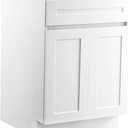 VEVOR White Shaker Base Cabinet with Drawer, 24-Inch Unassembled Drawer Base Cabinet, 24" W x 24" D x 34.5" H Ready to Assemble Cabinet with Soft-Close Doors and Adjustable Shelf, for Home Office