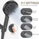 LEIVI High Pressure Shower Head, 4-mode Handheld Showerheads with 70 Inch Stainless Steel Hose, Built-in Power Wash to Clean Tub, Tile & Pets, Anti-clog Nozzles, Adjustable Bracket, Black