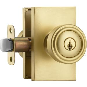 parro Gold Door Knobs Interior & Exterior, Keyed Entry Door Knob for Bedroom & Living Room, Satin Brass Pismo Doorknobs