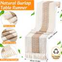 6 Sets Boho Decoration Placemats Round Woven Placemats, Cloth Napkins, Wood Bead Napkin Rings, Long Table Runner and Farmhouse Burlap Cotton for Table Kitchen (Khaki,12x72)