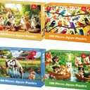 4 Packs 100 Piece Puzzles for Kids Ages 4-6 6-8 8-10, Dogs Cats Farms Birds Educational Jigsaw Puzzles, Kids Puzzles 5-8 Gifts for Girls Boys Adults Seniors 15x11in