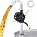 Orion Motor Tech 55 Gallon Drum Pump, Hand Crank Fuel Transfer Pump for 15 to 55 Gallon Drums, Heavy Duty Aluminum Alloy Barrel Pump with 39.4" Discharge Hose for Non Corrosive Fluids Diesel Kerosene (Black)