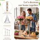 Xuhal 4 Pack Crystal Acrylic Trumpet Vase 24.8" Clear Tall Flower Vase Stand with Gold Accents for Wedding Table Centerpieces Boho Decor Dining Room Home Bridal Shower Decorations