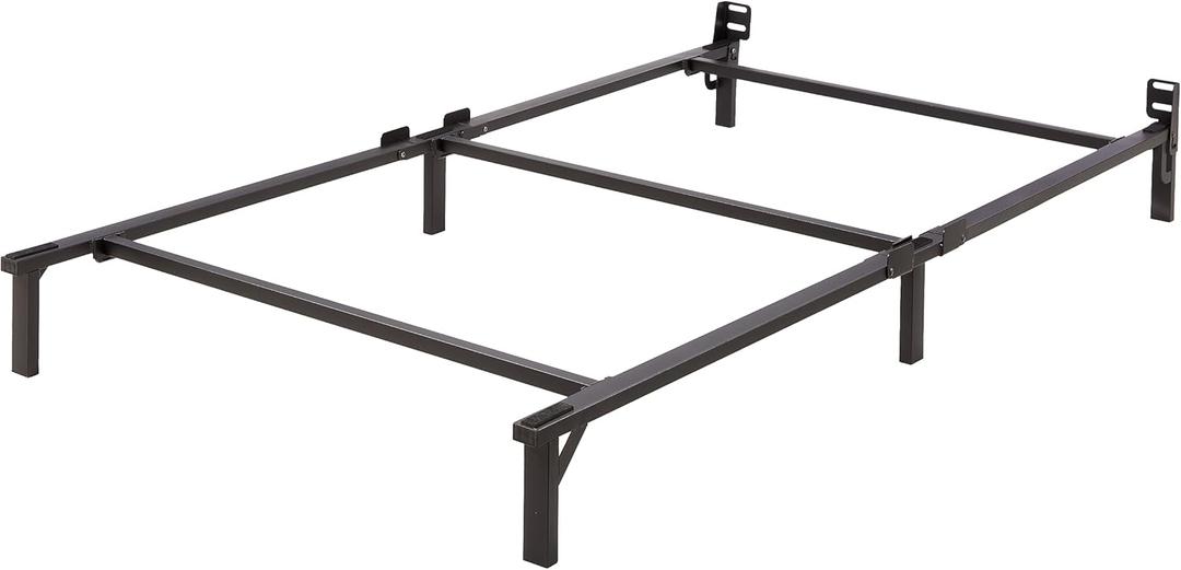 Amazon Basics Metal Twin Size Bed Frame, 6-Leg Base for Box Spring and Mattress Support, Tool-Free Easy Assembly, Black